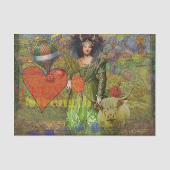 Vintage Taurus Classic Woman Portrait Gothic Art Tissue Paper (Front)