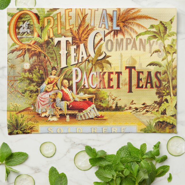 Vintage Tea Advertising Kitchen Towel (Folded)