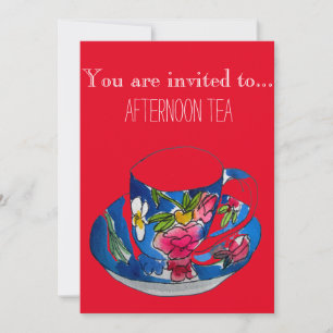 Vintage tea cup afternoon tea party invitation