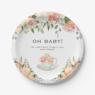 Vintage Tea Cup Baby Shower Floral Plate