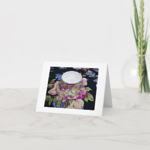 Vintage Tea Cup Purple Violets Blank Card