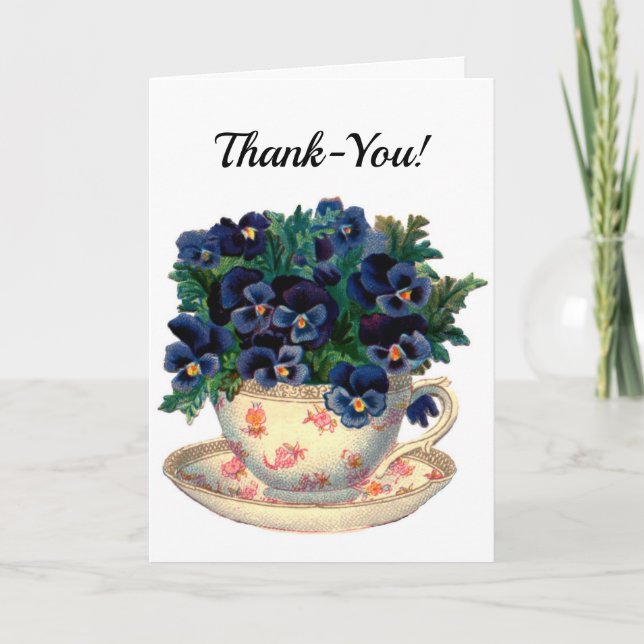 Vintage Tea Cup Thank-You Card (Front)