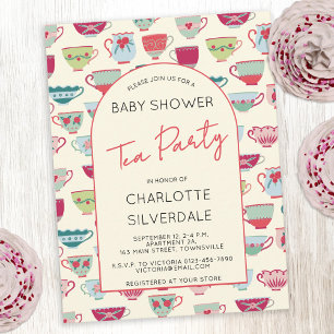 Vintage Tea Party Baby Shower Invitation Postcard