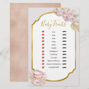 Vintage Tea Party Baby Traits Games Shower