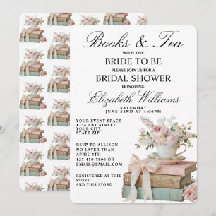 Vintage Tea Party Books & Tea Bridal Shower  Invitation