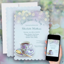 Vintage Tea Party Bridal Shower Aqua 
