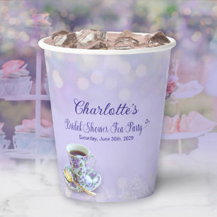 Vintage Tea Party Bridal Shower Lavender Paper Cups