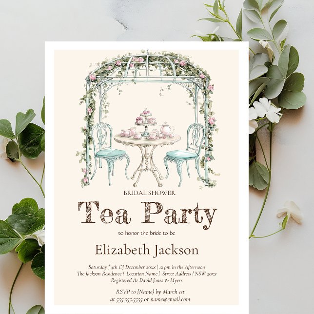 Vintage Tea Party Flowers Bridal Luncheon Invitation (Creator Uploaded)