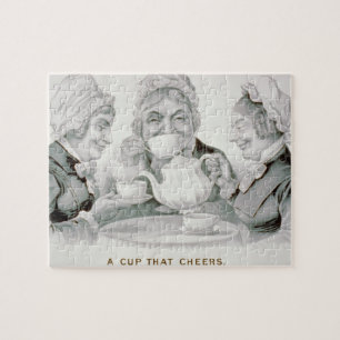 Vintage Tea Party Friends, A Cup That Cheers  Jigsaw Puzzle