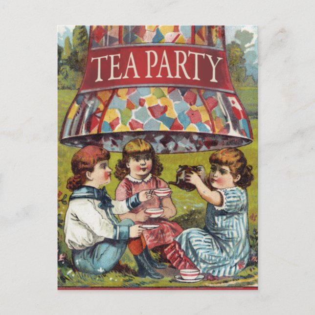 Vintage Tea Party Invitation Postcard (Front)