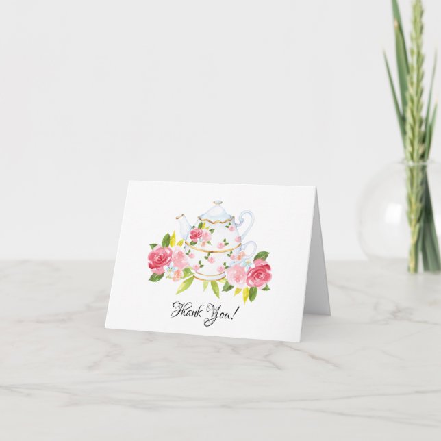 Vintage Tea Party Shower Thank You Note (Front)