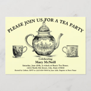 Vintage Tea Party Template Invitation