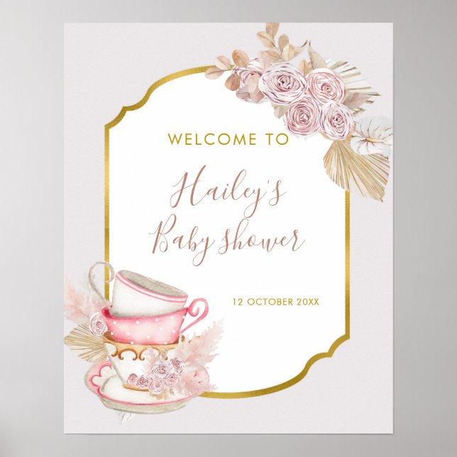 Vintage Tea Party Welcome Sign (Front)