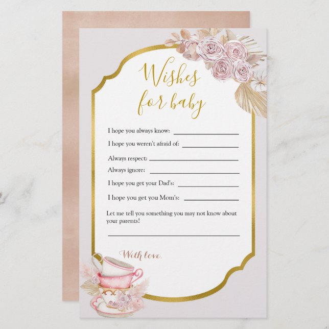 Vintage Tea Party Wishes For Baby (Front/Back)