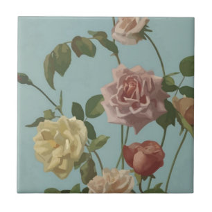 Vintage Tea Rose and Blush Roses Tile
