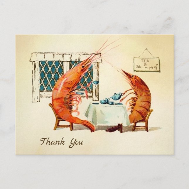 Vintage Tea Shrimp Thank You Postcard (Front)