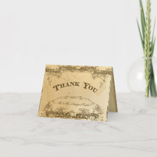 Vintage Tea Stained Parchment Art Thank You Note  Card