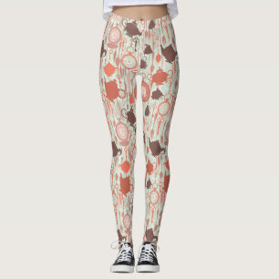 Vintage Tea Time Pattern Leggings