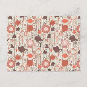 Vintage Tea Time Pattern Postcard