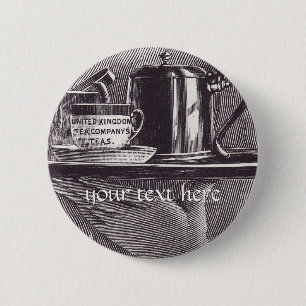 Vintage Tea Tray 2 Inch Round Button