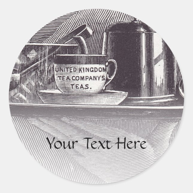 Vintage Tea Tray Classic Round Sticker (Front)
