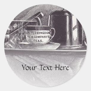 Vintage Tea Tray Classic Round Sticker