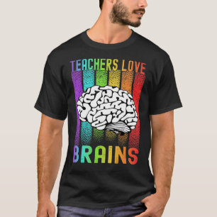 Vintage Teachers Love Brains Teacher Halloween Cos T-Shirt