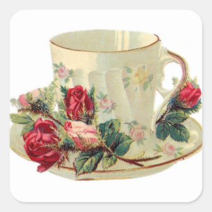 Vintage Teacup and Roses Sticker