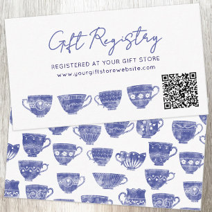 Vintage Teacup Bridal Shower Gift Registry QR code Enclosure Card