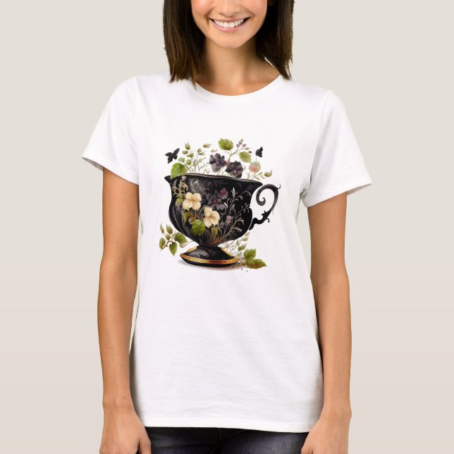 Vintage Teacup Floral bouquet  T-Shirt (Front)