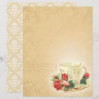 Vintage Teacup Scrapbook Paper - Marple Hall