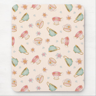 Vintage Teacups (Linen) Pattern – Mouse Pad