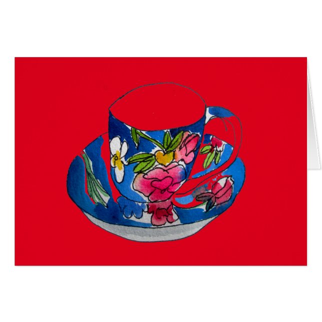 Vintage Teacups original watercolour illustration (Front Horizontal)