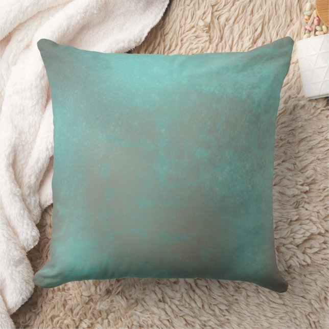 Vintage Teal Antiqued Pattern Throw Pillow (Blanket)