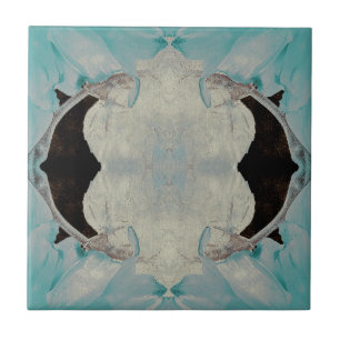 Vintage Teal Beige Black Victorian Art Nouveau Tile