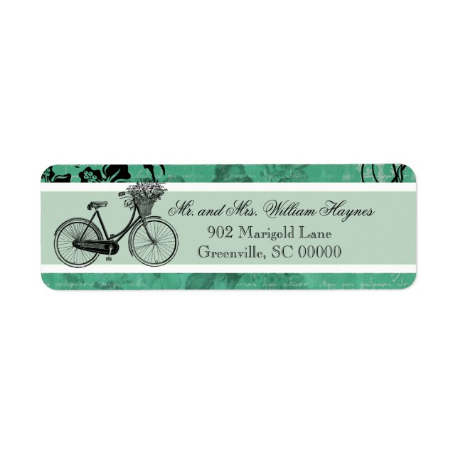 Vintage Teal Bicycle Personalized Address Labels (Front)