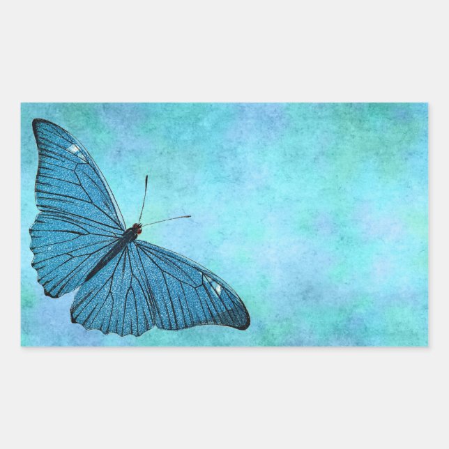 Vintage Teal Blue Butterfly 1800s Illustration Sticker (Front)