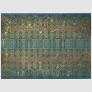 Vintage Teal Blue Green Brown Texture Pattern Tissue Paper
