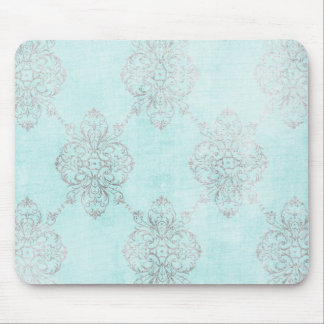 Vintage Teal Damask Mouse Pad