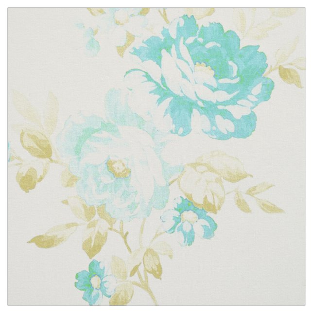 Vintage teal floral pattern fabric (Swatch)