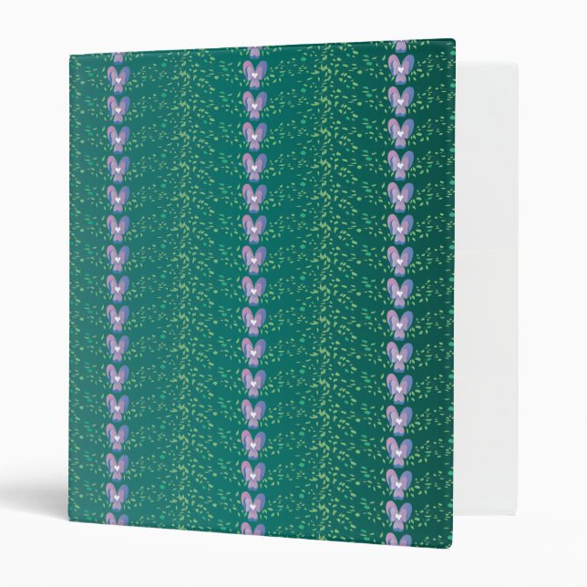 Vintage Teal Floral Violets wallpaper pattern Binder (Front/Inside)