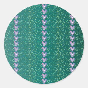 Vintage Teal Floral Violets wallpaper pattern Classic Round Sticker