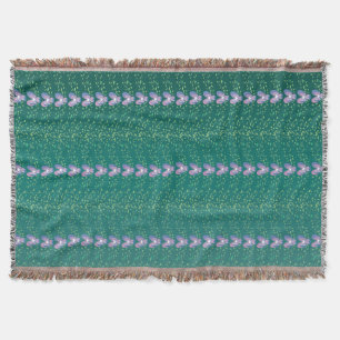 Vintage Teal Floral Violets wallpaper pattern Throw Blanket