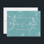 Vintage Teal Floral Wedding Advice Card<br><div class="desc">This advice and well wishes card has a double-sided vintage teal floral background. The front contains customizable bride and groom names and text and the back is lined for handwriting. 




Vintage Teal Floral Cake Pick 


Vintage Teal Floral Bridal Shower Banner</div>