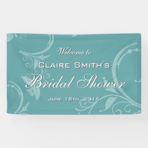Vintage Teal Floral Welcome Bridal Shower Banner