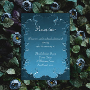 Vintage Teal Flourishes Elegant Wedding Reception Enclosure Card