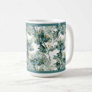 Vintage Teal Foliage Leaves Elegant Chic Design Coffee Mug