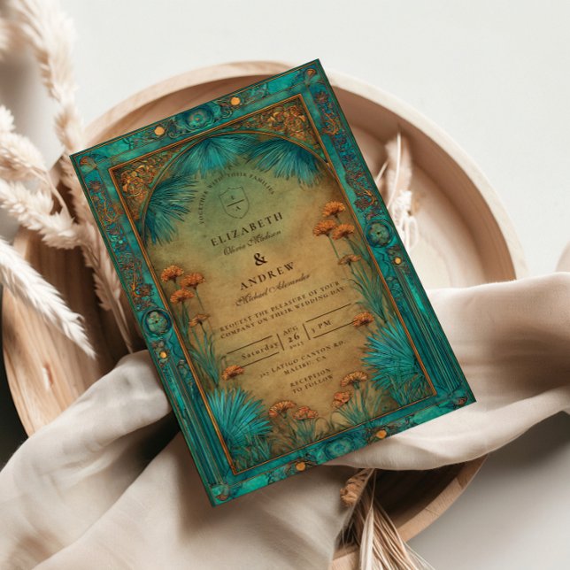 Vintage Teal Garden Islamic Wedding Invitation (Creator Uploaded)