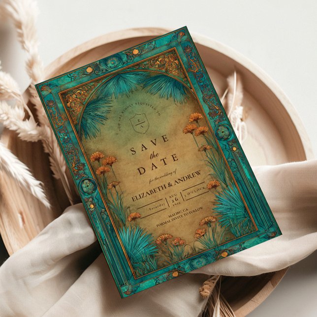 Vintage Teal Garden Islamic Wedding Save The Date (Creator Uploaded)