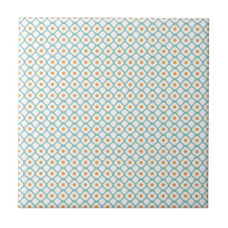 Vintage Teal Quatrefoil and Dots Tile